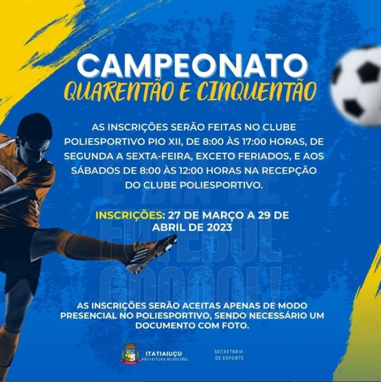 QUARENTÃO E CINQUENTÃO - Inscrições começam  na próxima segunda