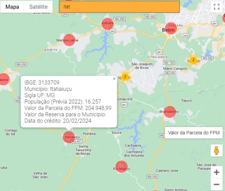 Itatiaiuçu recebe R$ 204.948,99 do FPM
