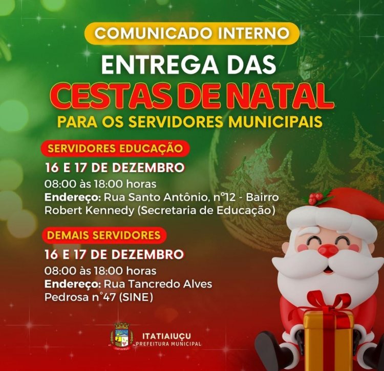 Cestas natalinas serão  entregues na próxima semana
