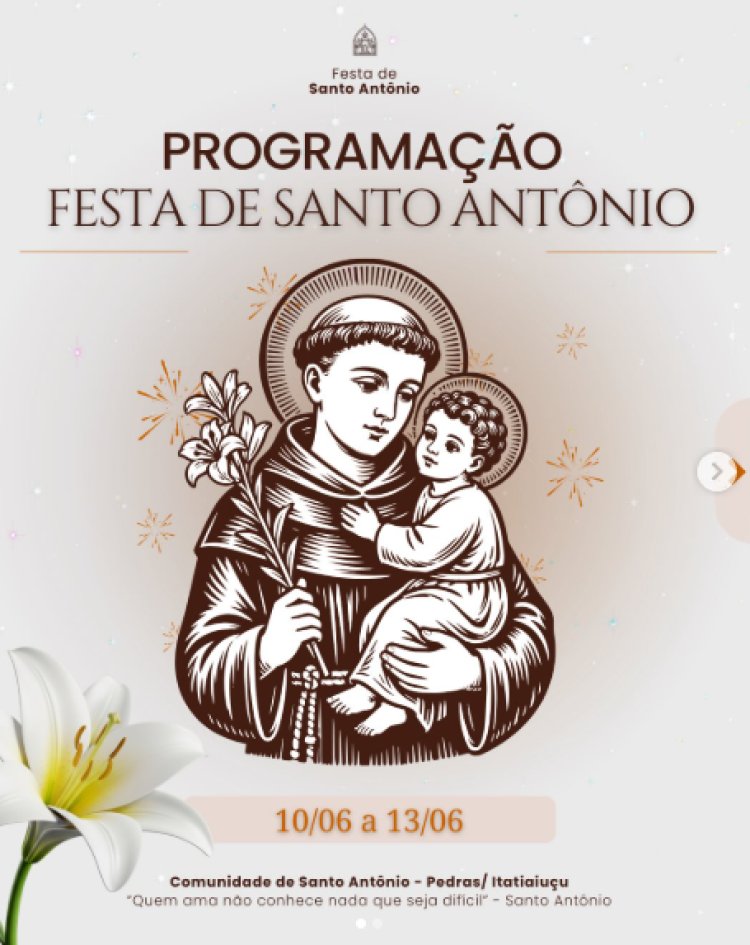 EM PEDRAS - Festa de Santo Antônio de 10 a 13 de junho