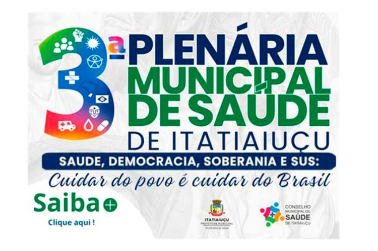 SAÚDE - 3ª Plenária Municipal  acontece na próxima semana