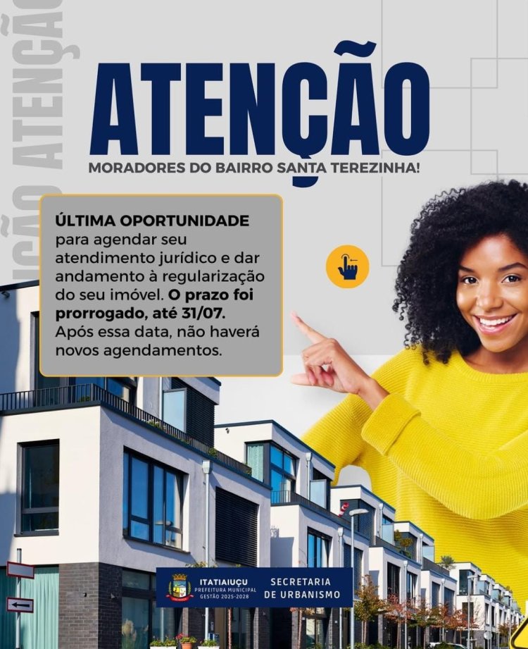 REGULARIZAÇÃO URBANA - Prazo para agendamentos jurídicos é prorrogado até 31 de julho