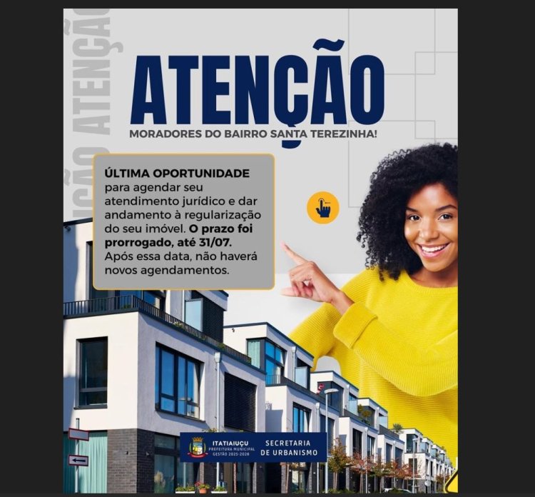 REGULARIZAÇÃO URBANA - Agendamentos  jurídicos até 31 de julho