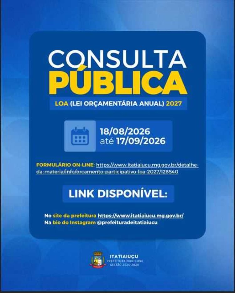 PARTICIPAÇÃO POPULAR - Consulta pública define prioridades do orçamento de 2027