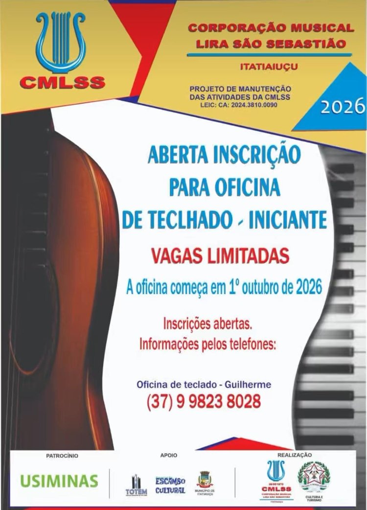 Banda Lira São Sebastião abre inscrições para aulas de teclado