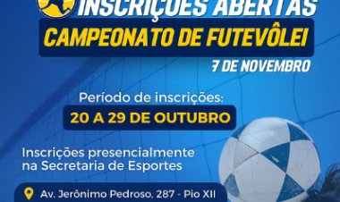 Inscrições abertas para Campeonato de Futevôlei