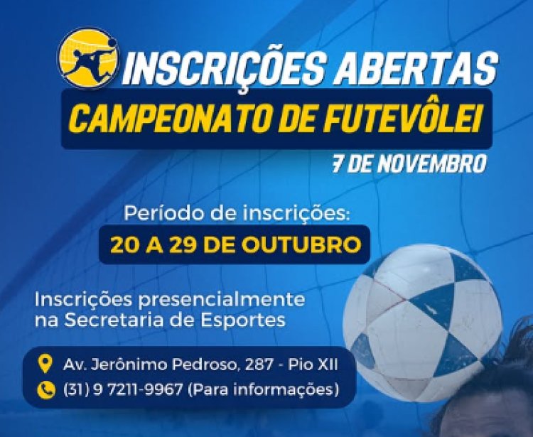 Inscrições abertas para Campeonato de Futevôlei